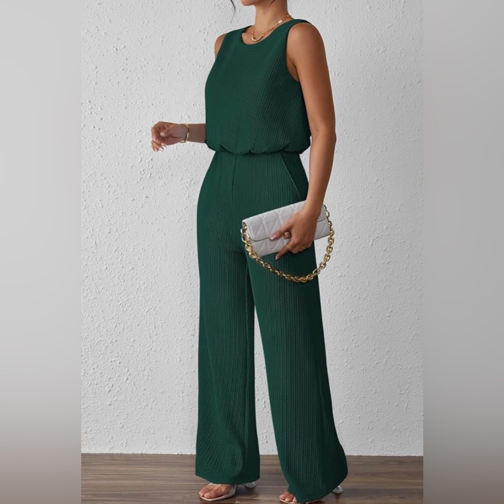 Chic Forest Green Sleeveless Jumpsuit